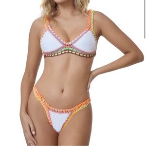 WHITE FERRARINI BY PQ SWIM CROCHET BIKINI SET ONE SIZE
